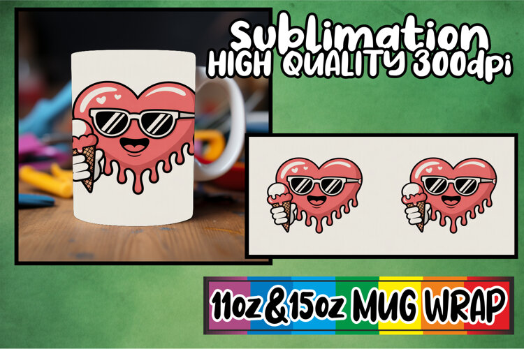 Serene vibes 11oz 15oz sublimation wrap, Valenines Heart example image 1