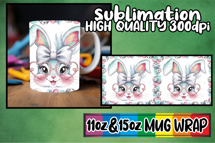 Amazing vibes sublimation 11oz 15oz mug wrap, Easter Bunny