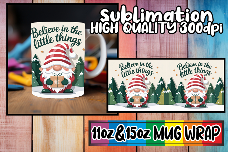 Gentle breezes 11oz 15oz sublimation wrap, Holiday Gnome