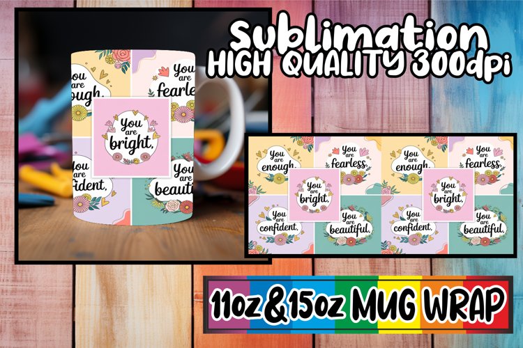 Happy days 11oz 15oz mug wrap, Quote example image 1