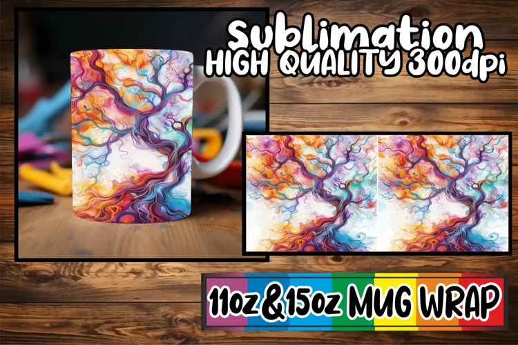 Tranquil Spring Tree Mug Wrap - Sublimation 11oz 15oz