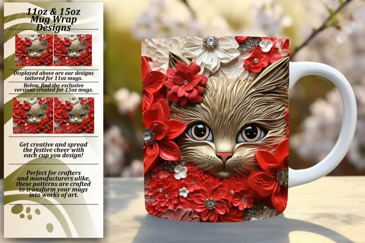Blooming Feline Beauty: Colorful Sublimation Creations
