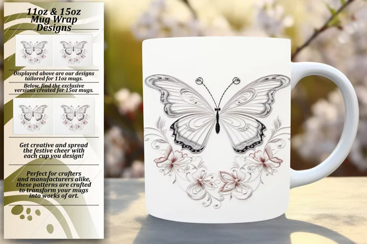 Mesmerizing Butterfly Mug Wrap Design