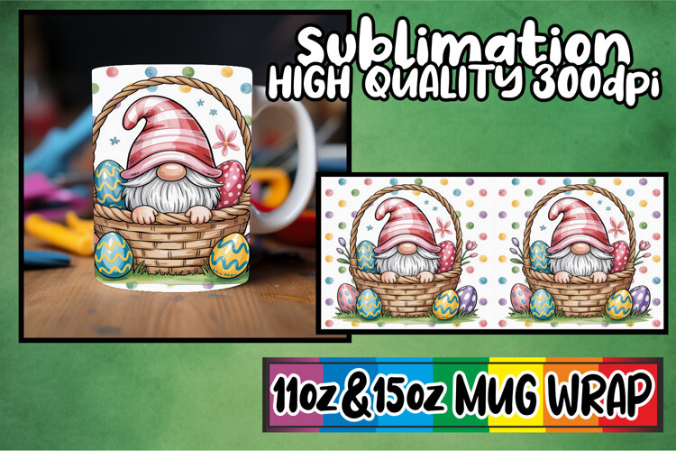 Vibrant joy 11oz 15oz sublimation wrap, Easter Gnomes example image 1