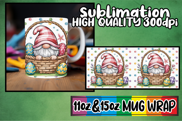 Vibrant joy 11oz 15oz sublimation wrap, Easter Gnomes