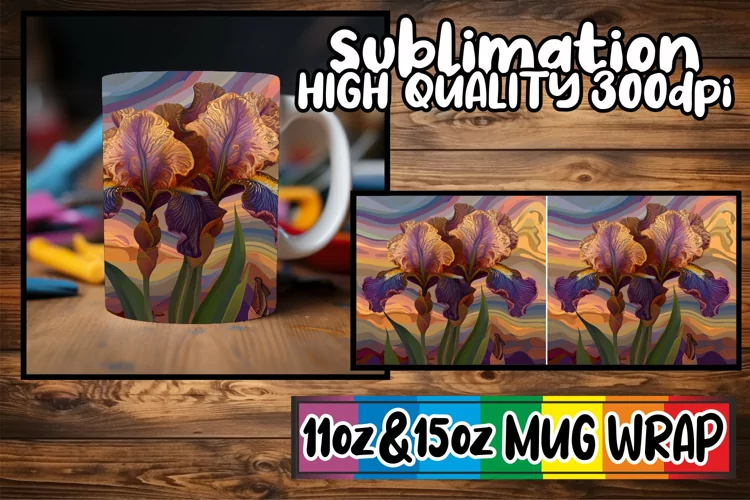 Spring Retro Reverie: Floral Mug Wrap Sublimation
