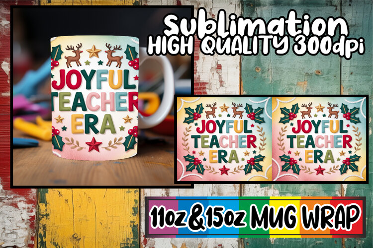 Cheerful days 11oz 15oz sublimation wrap, Teacher example image 1