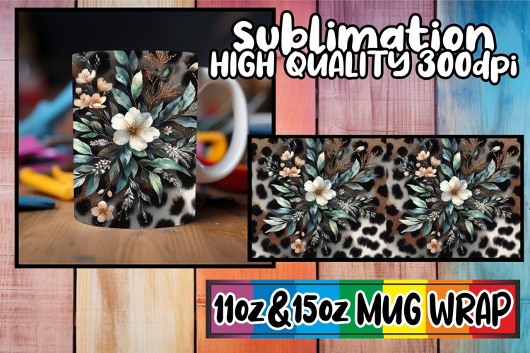 Cheerful sunsets 11oz 15oz sublimation wrap, Leopard Prints