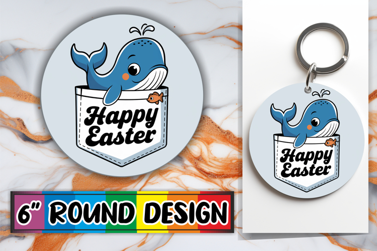 Radiant Circle Sublimation Keychains, Easter Animals