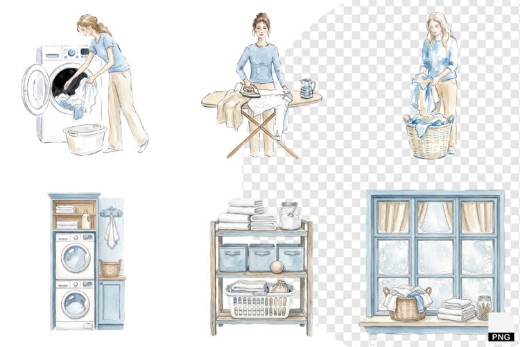 Cozy Laundry Time Clipart example image 1