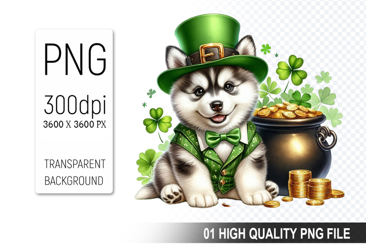 St. Patrick’s Dog with Hat Clipart, Sublimation PNG