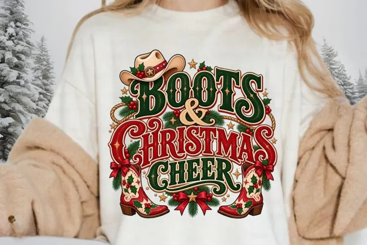 Boots and Christmas Cheer Cowboy Hat PNG - Country Western