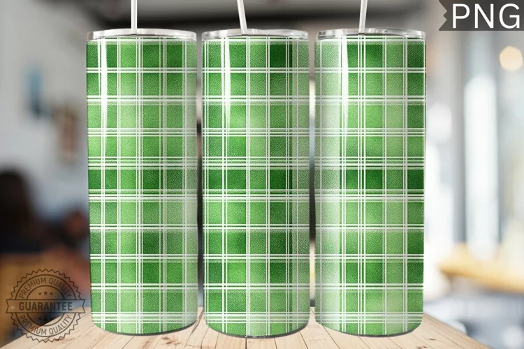Green Plaid Tumbler Wrap - High Quality 300 Dpi