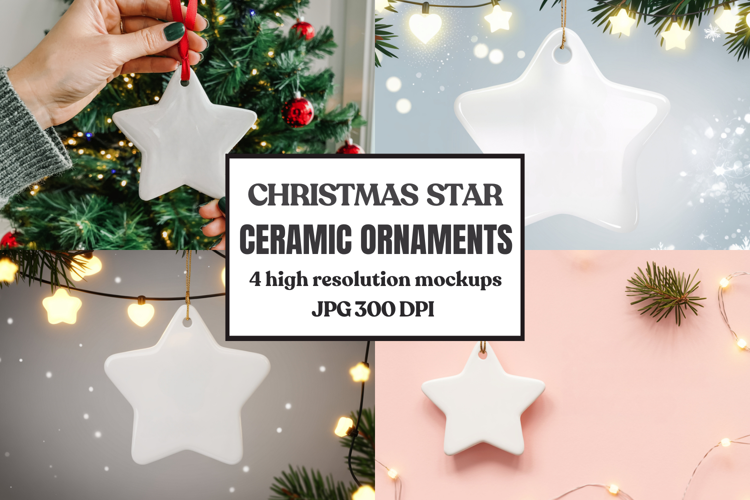 Christmas Star Ceramic Ornament Mockup | Holiday Star