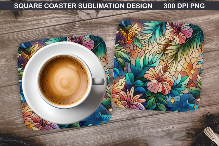 Tropical Coaster Sublimation, Summer Coaster PNG Design
