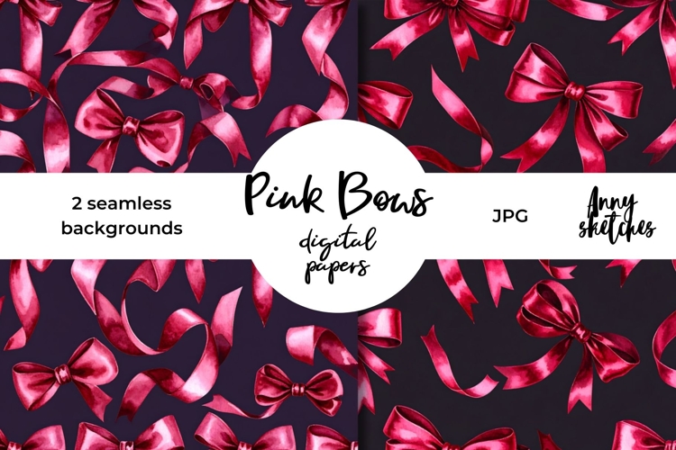 Pink Bows Seamless Pattern Coquette Dark Romance Background
