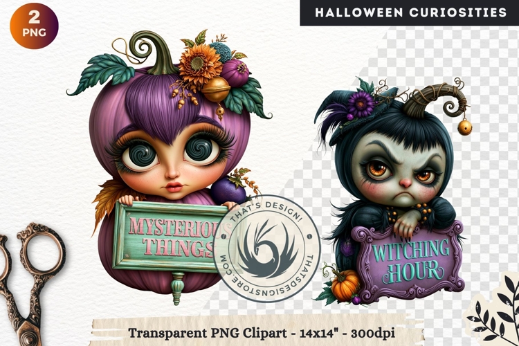 Surreal Halloween Character Cliparts Spooky Curiosities