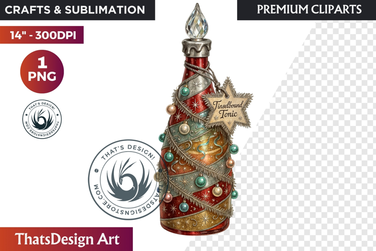 Christmas Winter Potion Bottles PNG, Magical Holiday Clipart