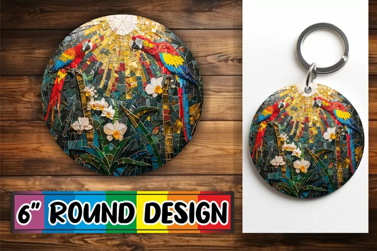 Radiant Round Keychains: Mosaic Marvels