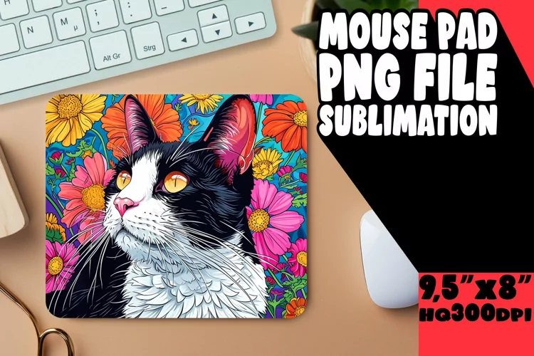 Whimsical Cat Print Desk Mat