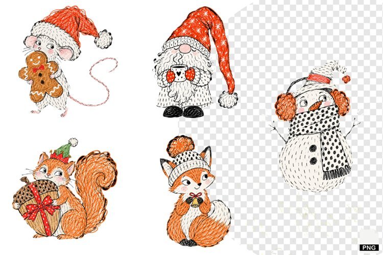 Doodle Christmas Clipart example image 1
