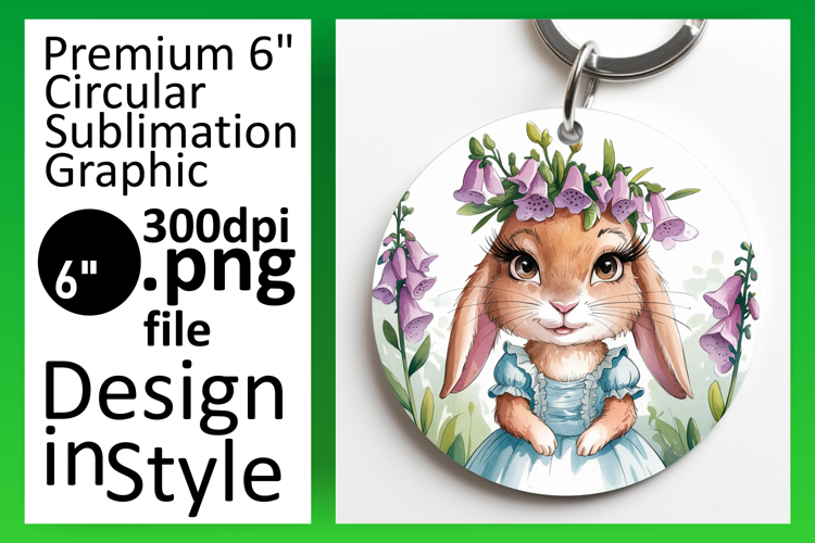 Playful Circle PNG for Sublimation , Cute Bunny