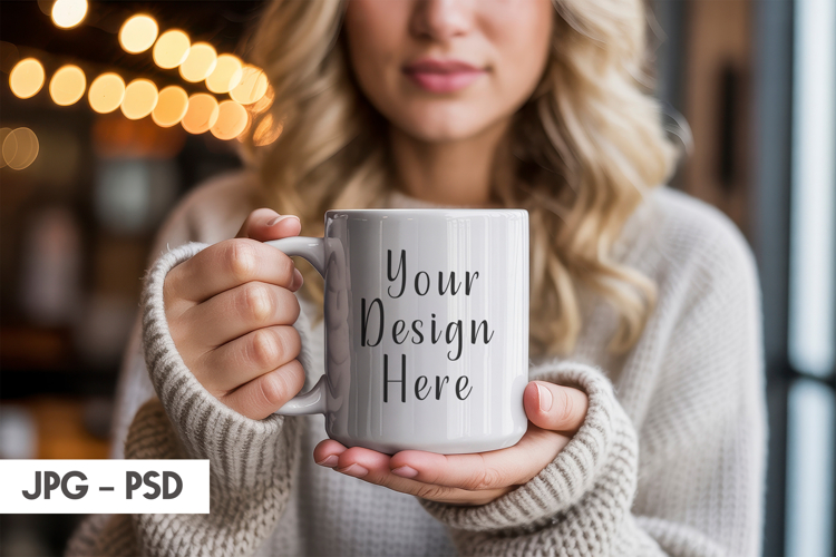 Hands Holding Mug Mockup PSD JPG