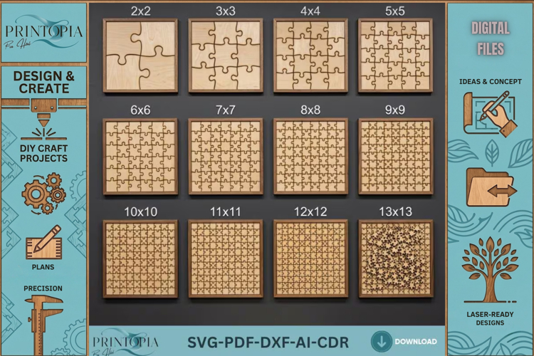 Wooden Jigsaw Puzzle Template Bundle Custom Puzzles Custom