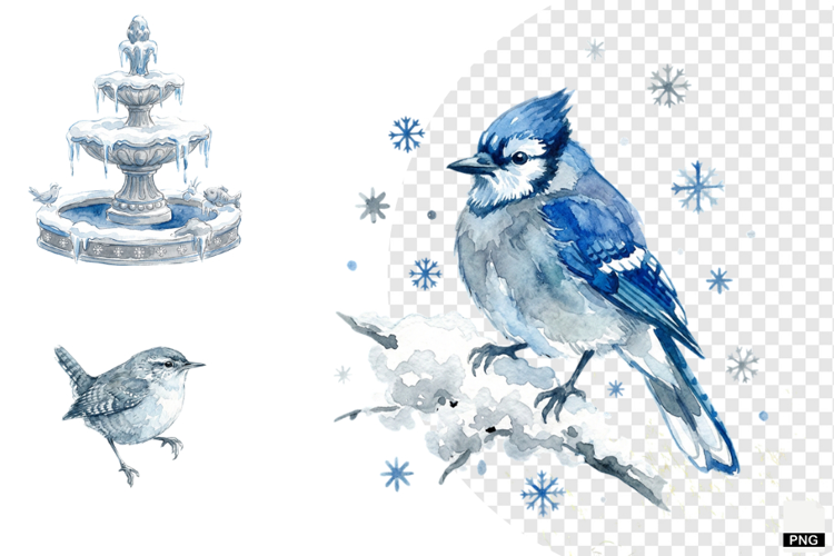 Winter Birds Garden Clipart