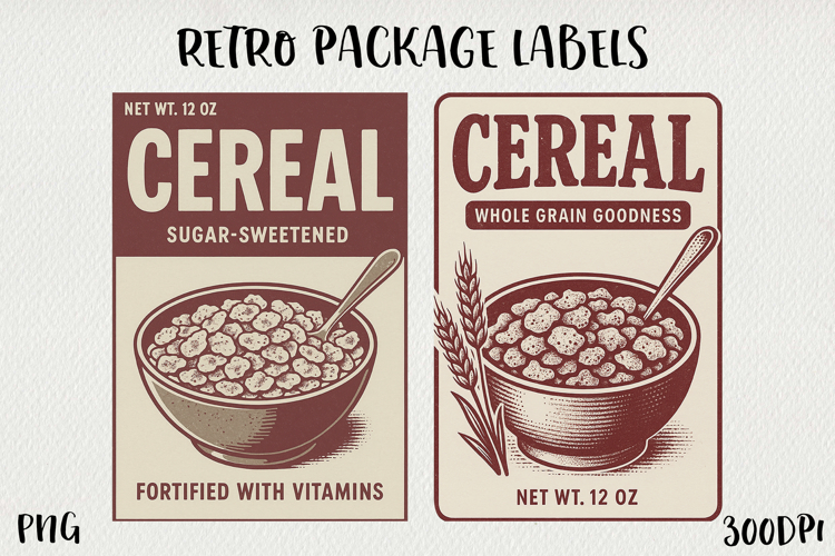 Vintage Food Label PNG Retro Pantry & Packaging Clipart.