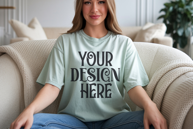 Chalky Mint Comfort Colors 1717 T-shirt Mockups,1717 Mockups