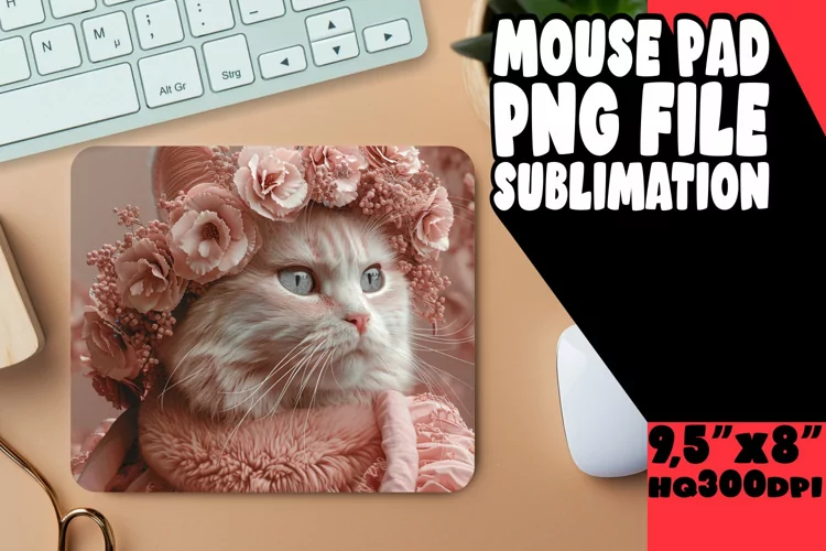 Quirky Funny Feline Sublimation Mousepad PNG