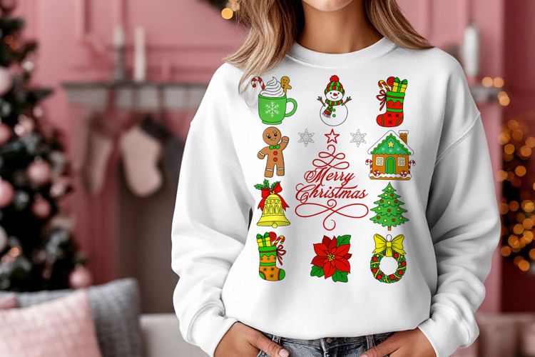 Printable illustration. Merry Christmas, gingerbread man,