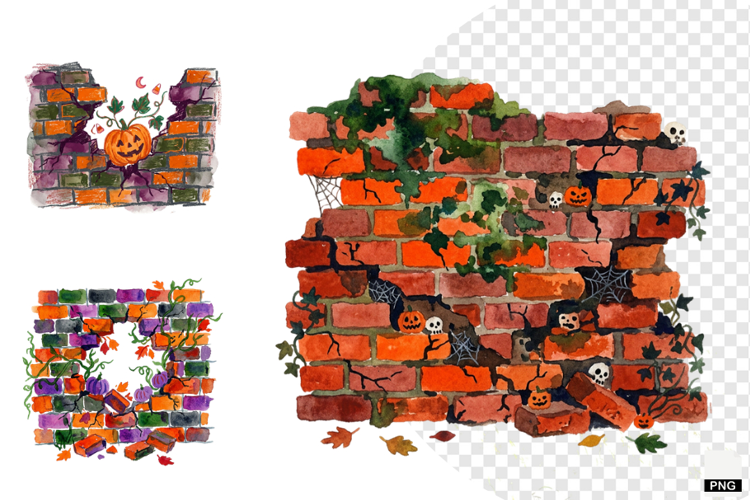 Halloween Brick Wall PNG