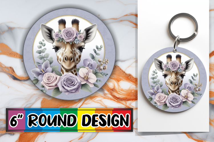 Radiant Round Car Coaster Sublimation, Giraffe