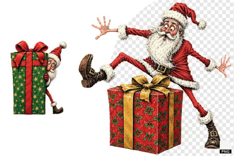 Funny Quirky Santa PNGs