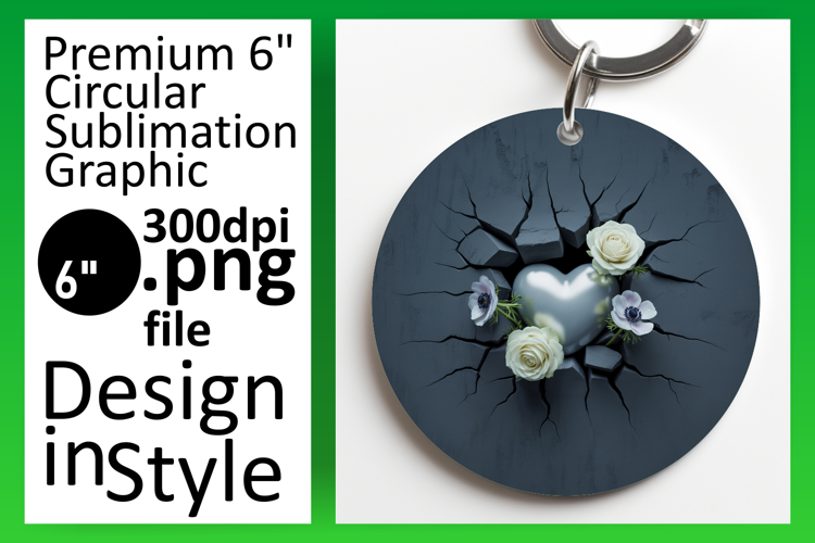 Trendy Round Design for Sublimation , 3D Heart