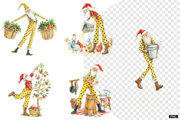 Santa In Farmhouse PNGs