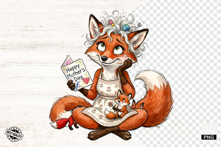 Whimsical Fox Mom PNG - Fox Clipart