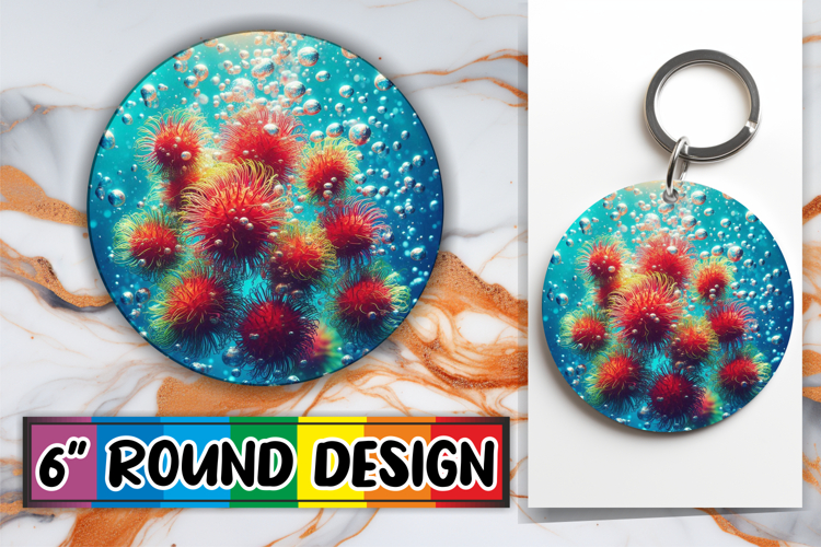 Cheerful Round Design Sublimation PNG, 3D Fruits example image 1