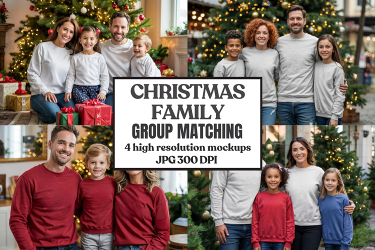 Christmas Family Matching T-Shirt Mockups | Holiday Group