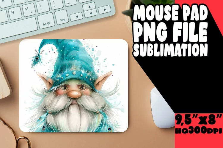 Springtime Sanctuary: Gnome Mouse Pad Design Watercolor