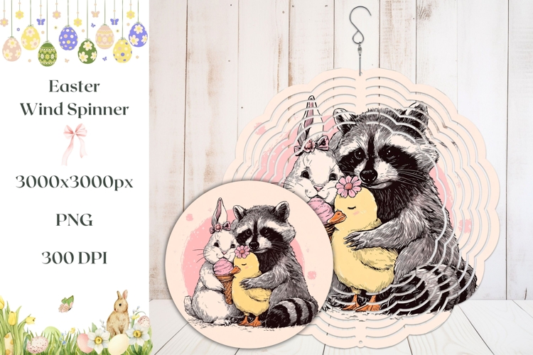 Easter Chick Wind Spinner, Easter Raccon Wind Spinner Design