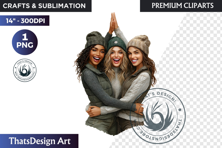 Alpine Winter Sports Fashion and Cabin Clipart PNG