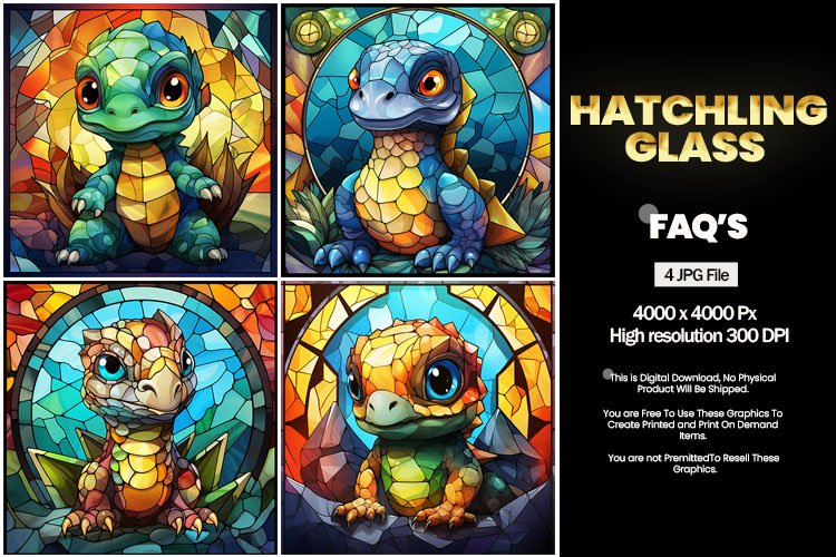 Hatchling Stained Glass Square Coaster - 04 Variations example image 1