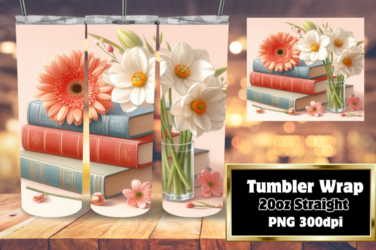 20oz Tumbler Artwork for Sublimation , Books