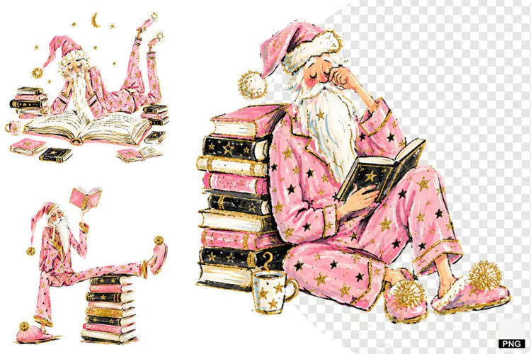 Santa loves Reading PNG