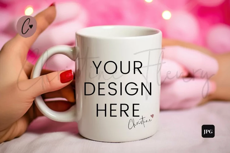 Valentine's Mug Mockup In Hands | Valentine's Day Mockup
