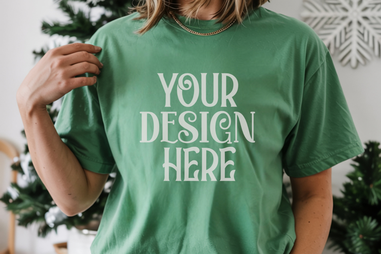 Island Green Comfort Colors 1717 Christmas Mockup, CC 1717