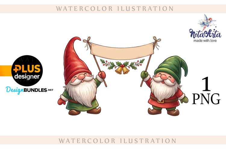 Watercolor Christmas gnomes, Christmas Gnomes